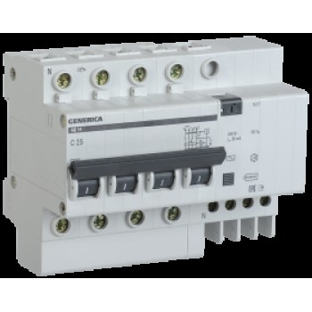 Выключатель автоматический дифференциального тока Generica АД14 10А 30мА С 4п